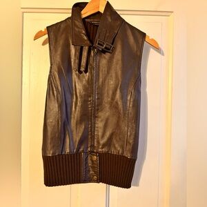 BCBG Leather and Knit Vest